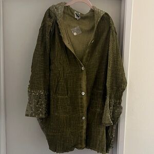 Olive Green Women's Tunic by Jaded Gypsy. Can be a shirt, tunic, or duster.